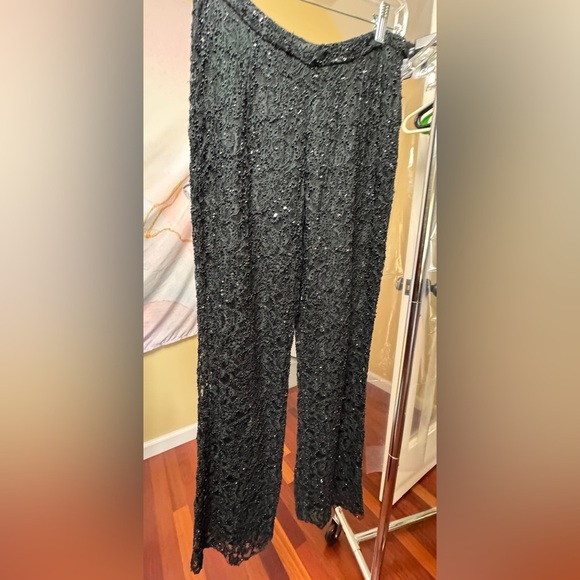 INC International Concepts Pants - I.N.C. International Concepts Black Beaded Sequin Pants Size 6 Vintage Glam
